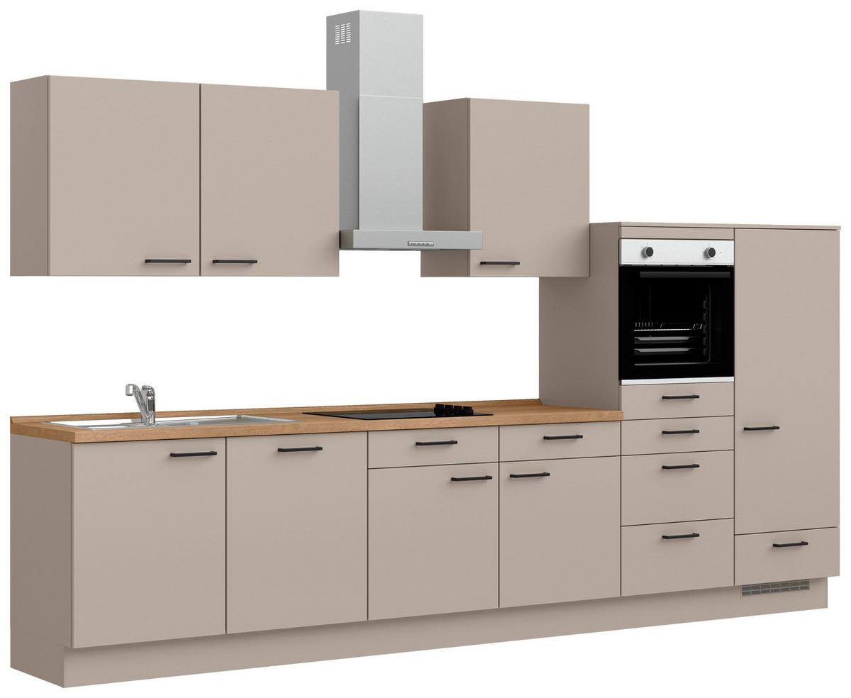 Küchenleerblock Easytouch Low o. Geräte Sandfarben - Sandfarben/Eichefarben, MODERN, Holzwerkstoff/Metall (360cm) - Nobilia