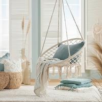 Fotoliu suspendat Valencia 1 - alb, Romantik / Landhaus, metal/textil (80/115-135/60cm) - Mömax