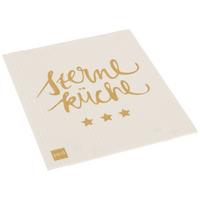 Schwammtuch Peter in Weiß/Goldfarben ca. 20x17cm - Goldfarben/Weiß, Textil (20/17cm)