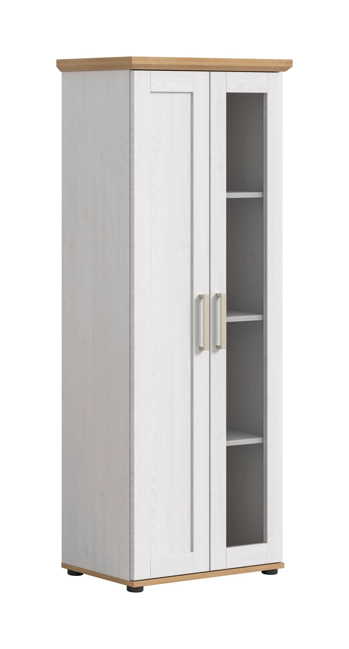 Vitrine Verona Lärche/Eiche - Silberfarben/Lärchefarben, Design, Holzwerkstoff/Kunststoff (64/161/37cm) - Livetastic