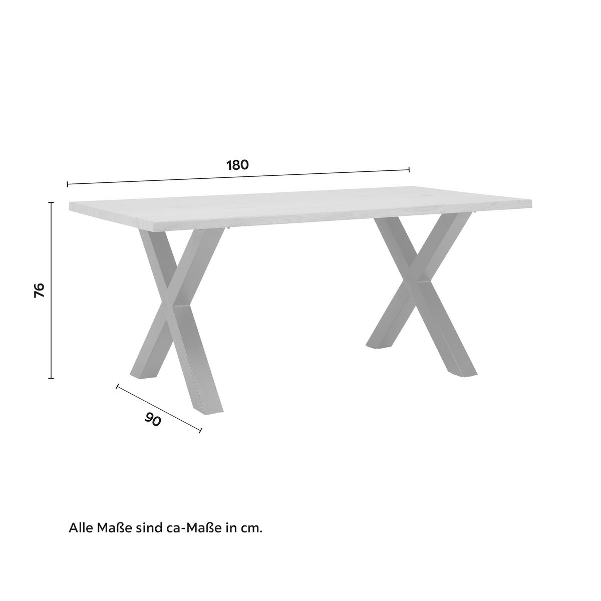 Esstisch Giona in Esche - Eschefarben/Schwarz, Modern, Holzwerkstoff/Metall (180/76/90cm) - Bessagi Home