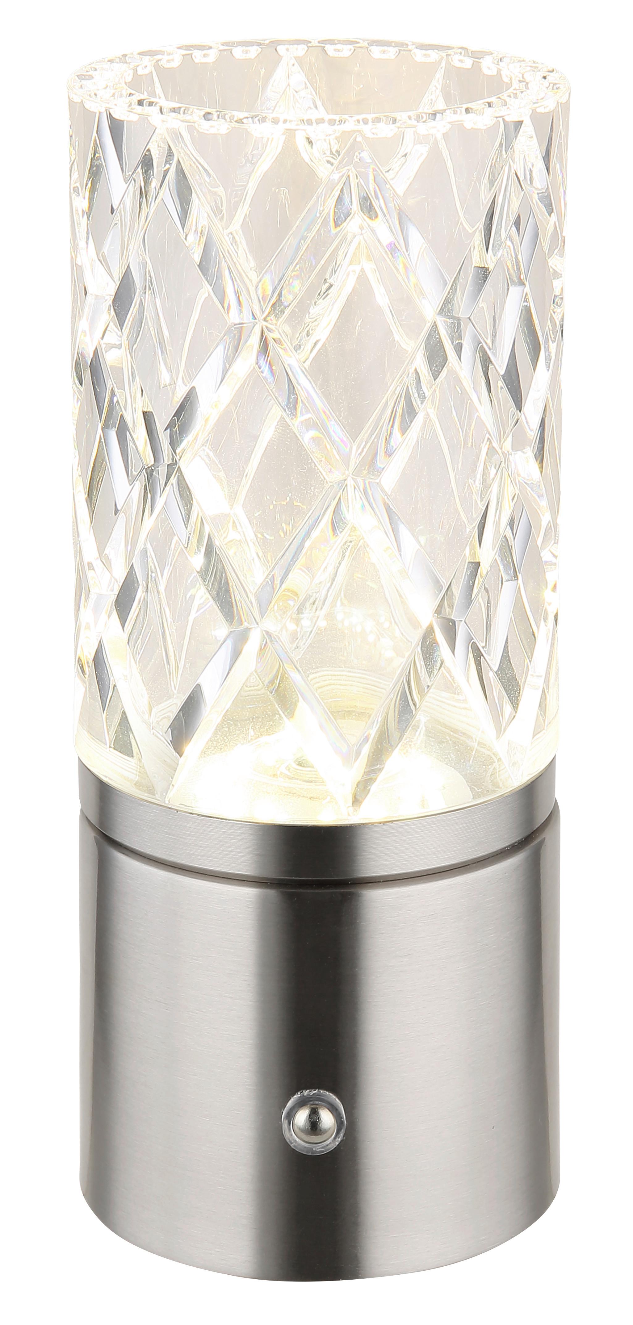 Stolna Punjiva Svjetiljka Lunki - boje nikla/prozirno, Konvencionalno, metal/plastika (8/19cm) - Globo