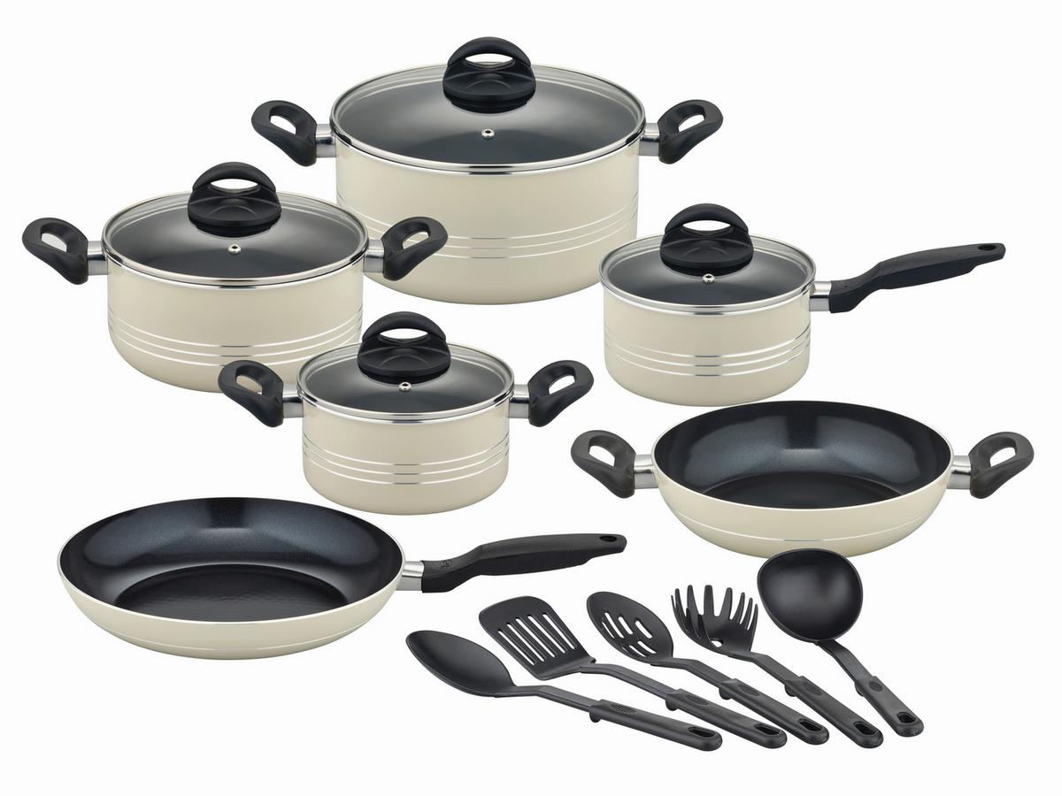 Set Posod S Kuhinjskimi Pripomočki Milano Beige - bež, Basics, kovina - GSW