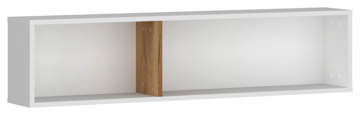 Stenski Regal Ricko, Bela, Barva Hrasta - barve hrasta/bela, Trend, leseni material (120/29,2/22cm)