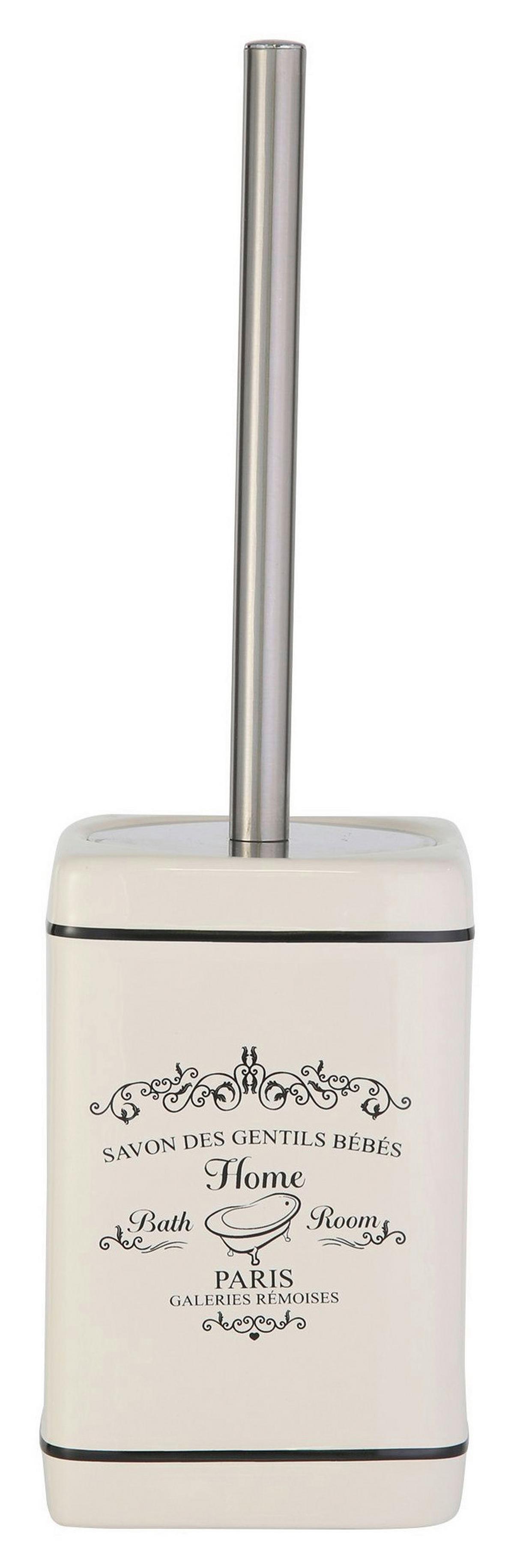 Garnitură perie WC Julie - bej/culoare inox, Romantik / Landhaus, ceramică/plastic (7,5/7,5/8cm)