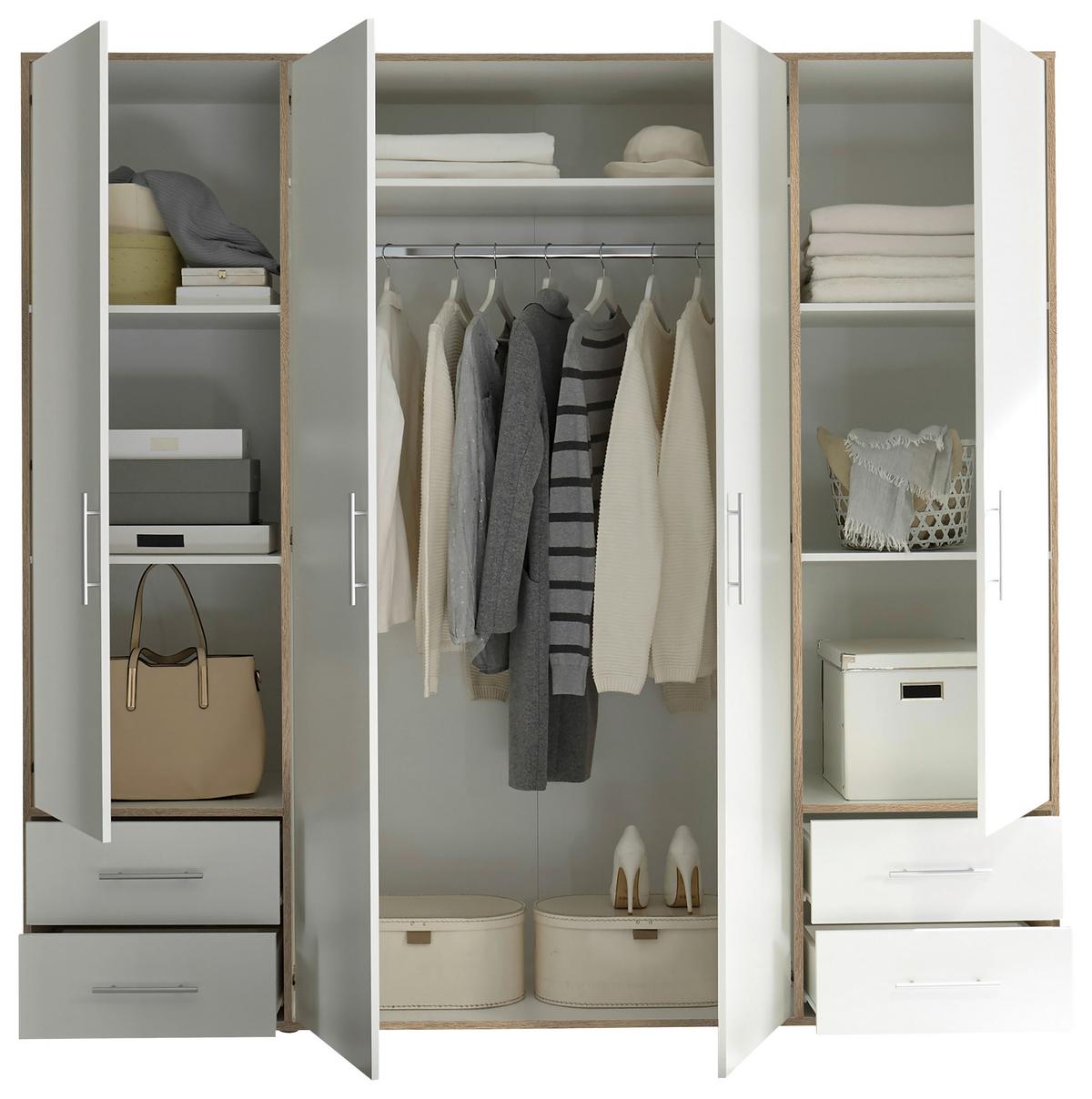 Ormar S Klasičnim Vratima Valencia - bijela/boje aluminija, Moderno, drvni materijal/plastika (206/195/60cm) - MID.YOU