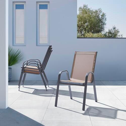 Stapelsessel Stitch in Anthrazit/Naturfarben - Anthrazit/Naturfarben, Modern, Textil/Metall (54/92/73cm) - Modern Living