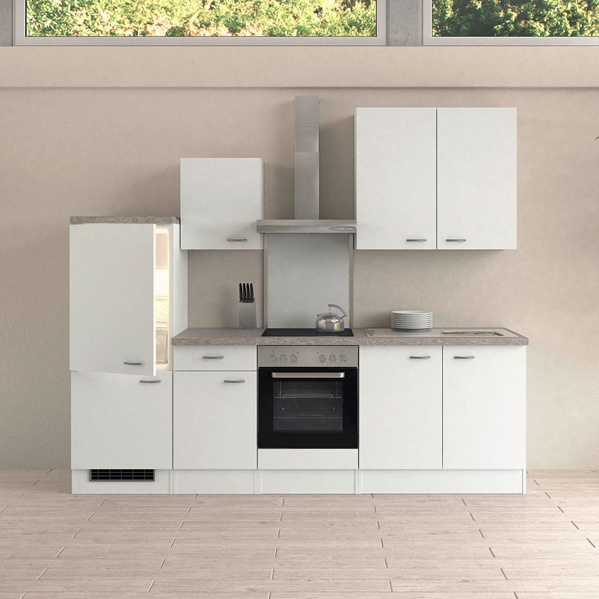 Küchenleerblock Wito B: ca. 270cm Weiß - Edelstahlfarben/Hellgrau, KONVENTIONELL, Holzwerkstoff/Kunststoff (270cm) - FlexWell