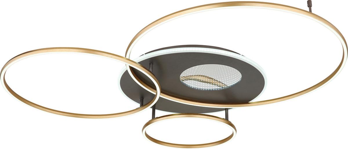 LED-Deckenleuchte Befer max. 70 Watt - Anthrazit/Goldfarben, MODERN, Kunststoff/Metall (126,4/105,3/13cm) - Mömax