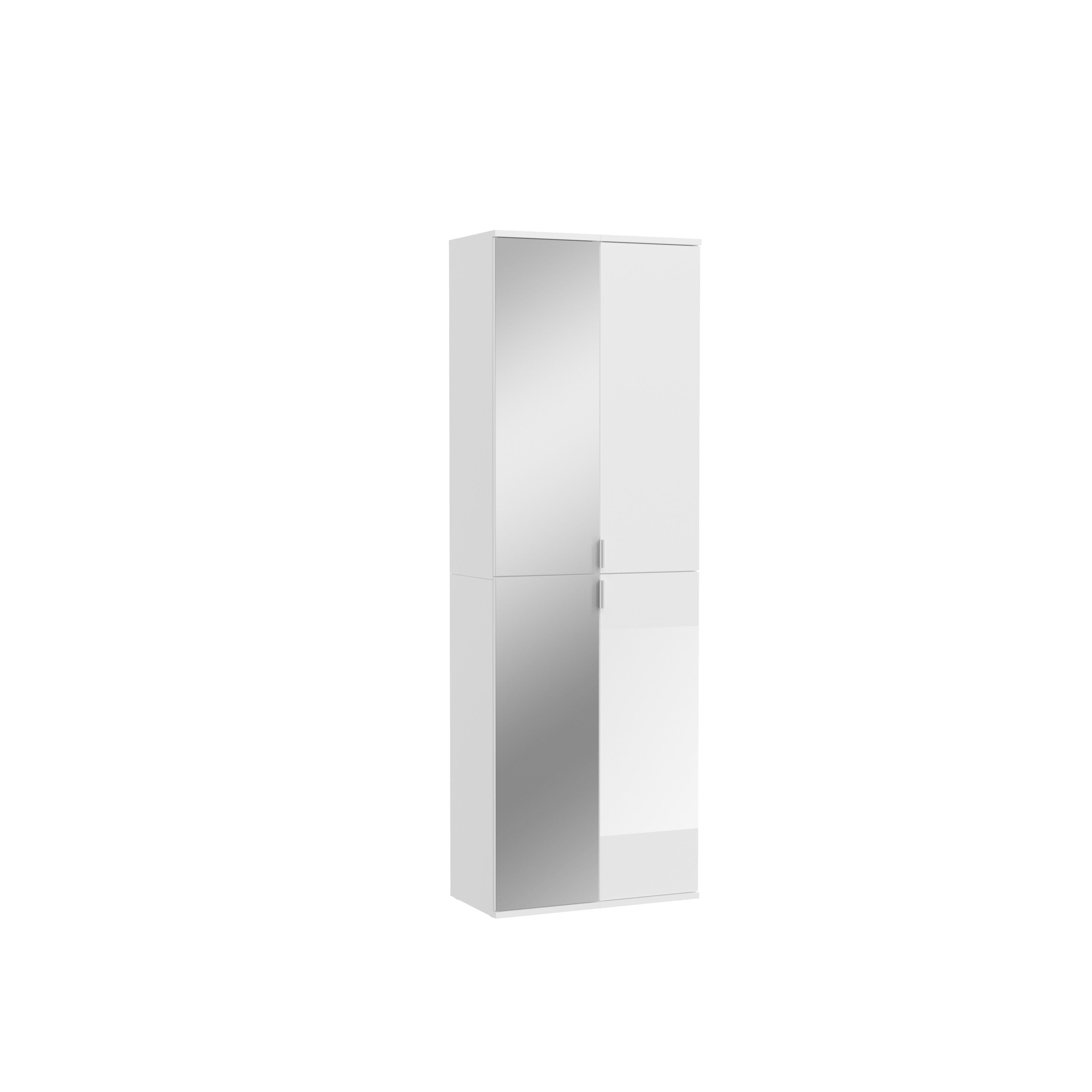 Ormar S Klasičnim Vratima Projekt X - bijela/bijela visoki sjaj, Moderno, staklo/drvni materijal (60/193/34cm) - Modern Living