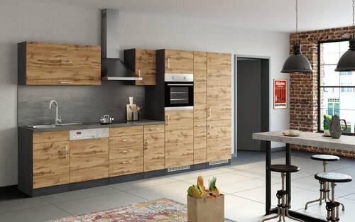 Küchenleerblock Sorrento ohne Geräte ca. 360 cm Eichefarben - Eichefarben/Anthrazit, MODERN, Holzwerkstoff (360/200/60cm) - Held