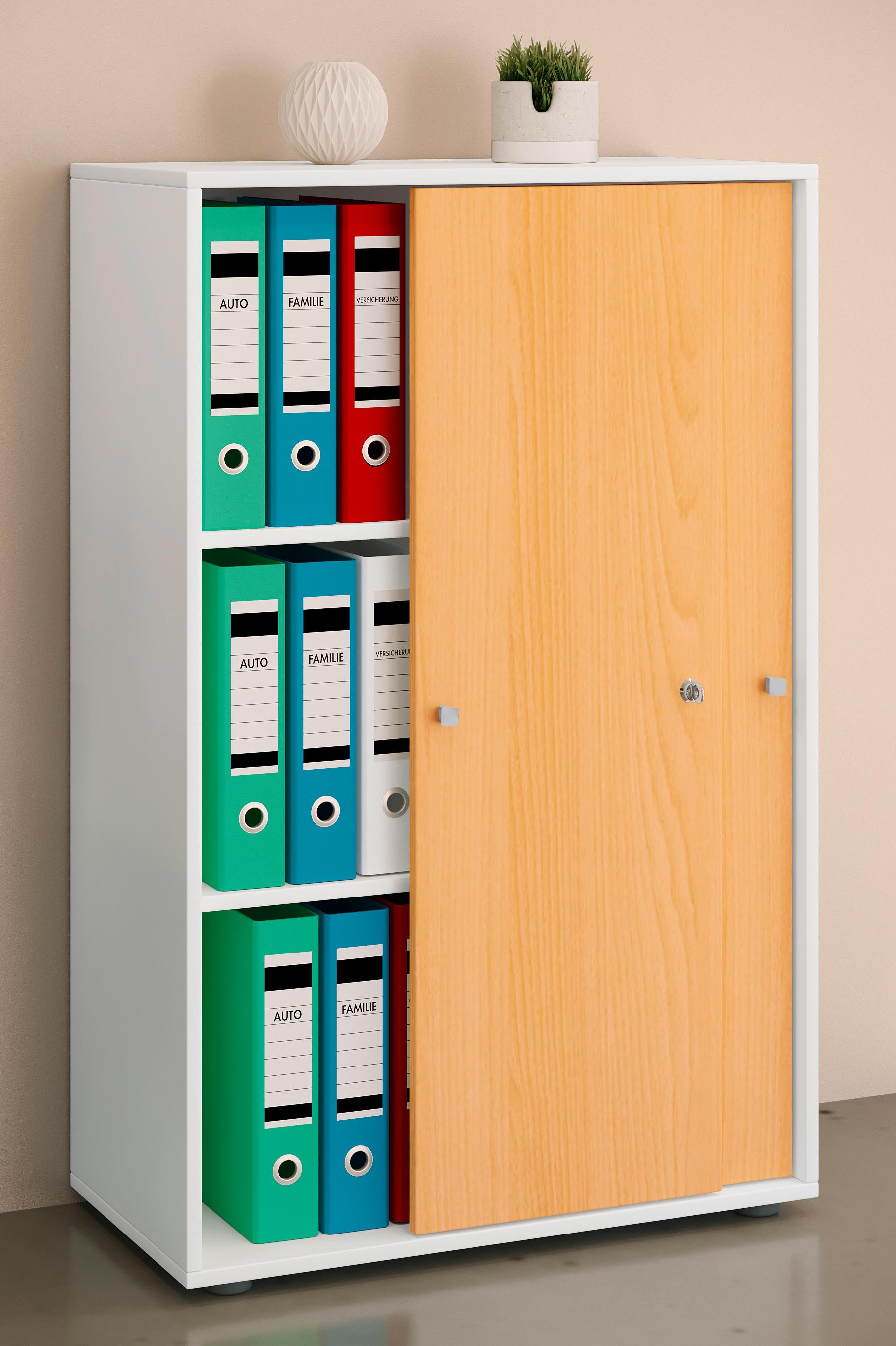 AKTENSCHRANK LONA XL - Weiss/Buchefarben, Design, Holzwerkstoff (70/110/39cm) - MID.YOU