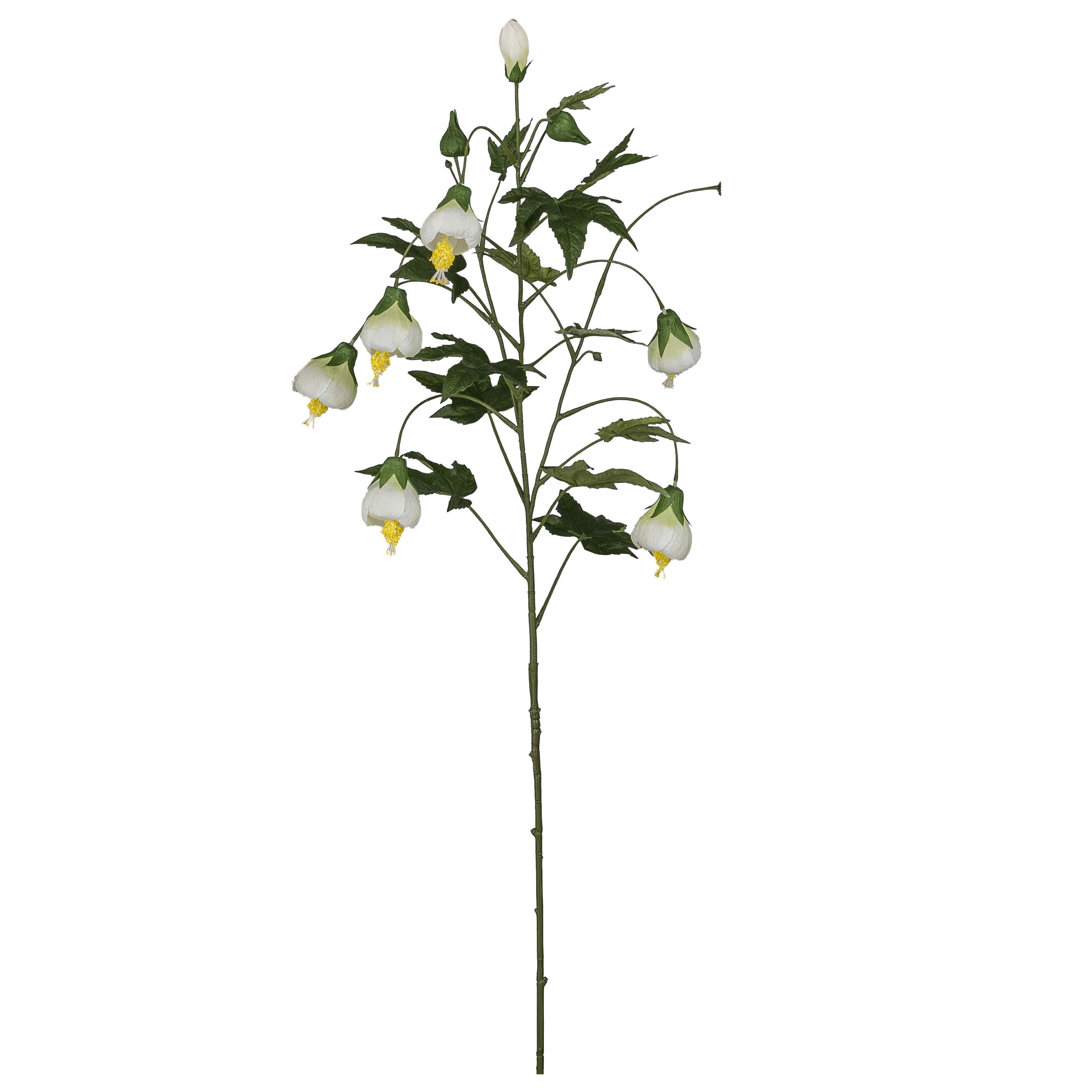 Dekozweig Abutilon I Weiß/Braun - Weiß/Braun, KONVENTIONELL, Kunststoff (107cm) - Mömax
