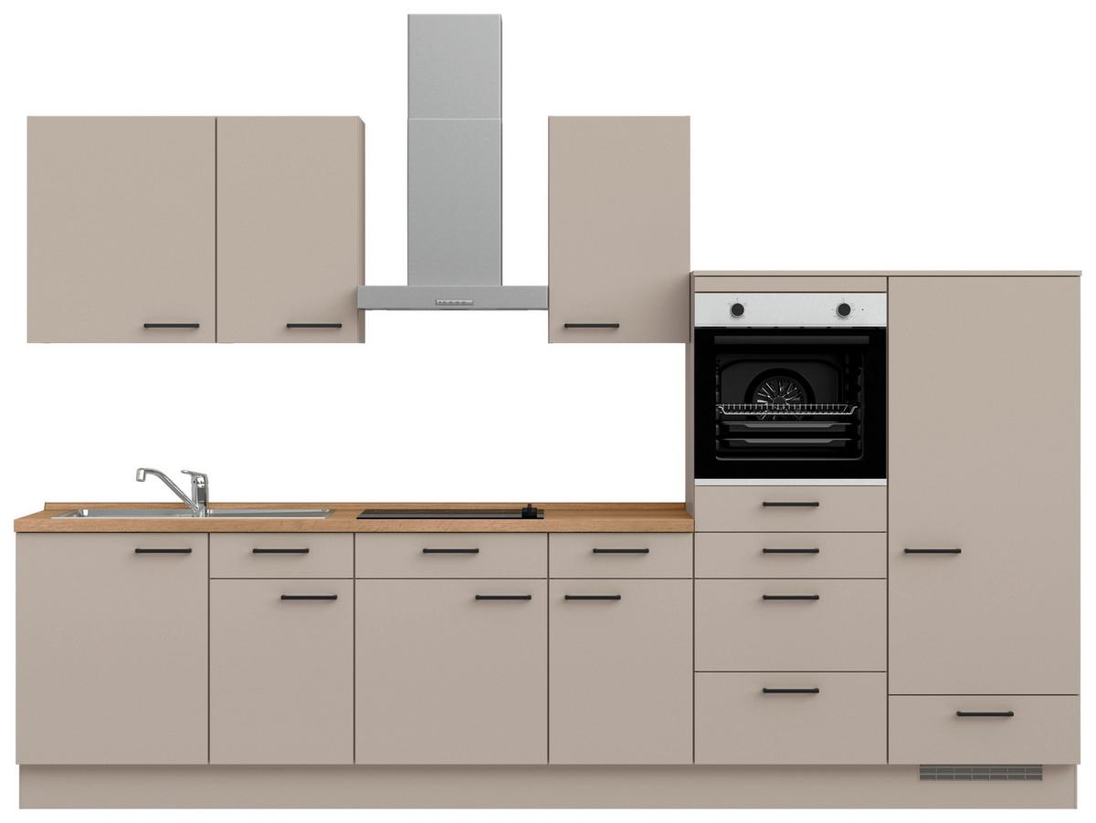 Küchenleerblock Easytouch Low o. Geräte Sandfarben - Sandfarben/Eichefarben, MODERN, Holzwerkstoff/Metall (330cm) - Nobilia