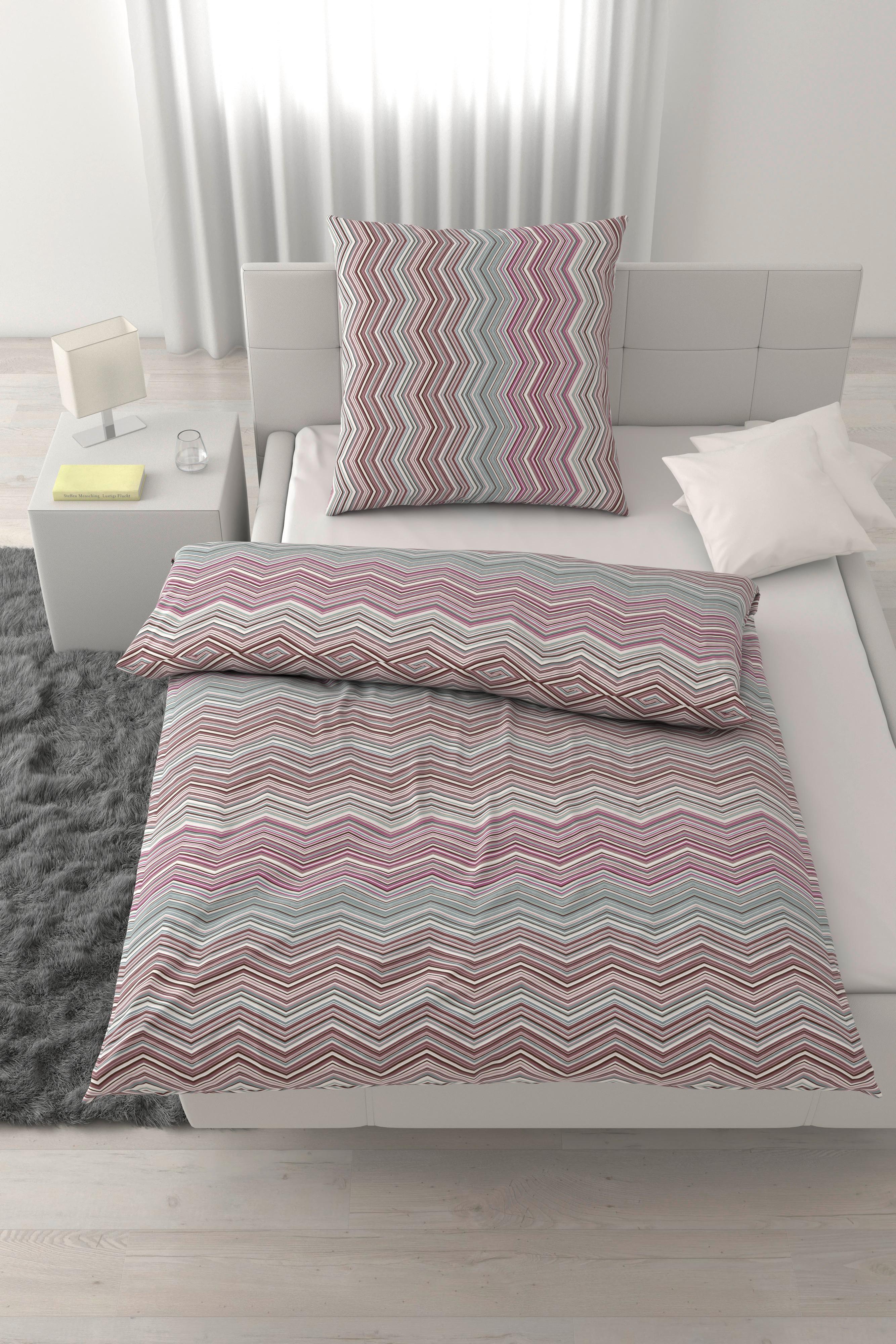 Bettwäsche ZickZack Mauve ca. 135x200cm - Mauve, KONVENTIONELL, Textil (135/200cm) - Mömax