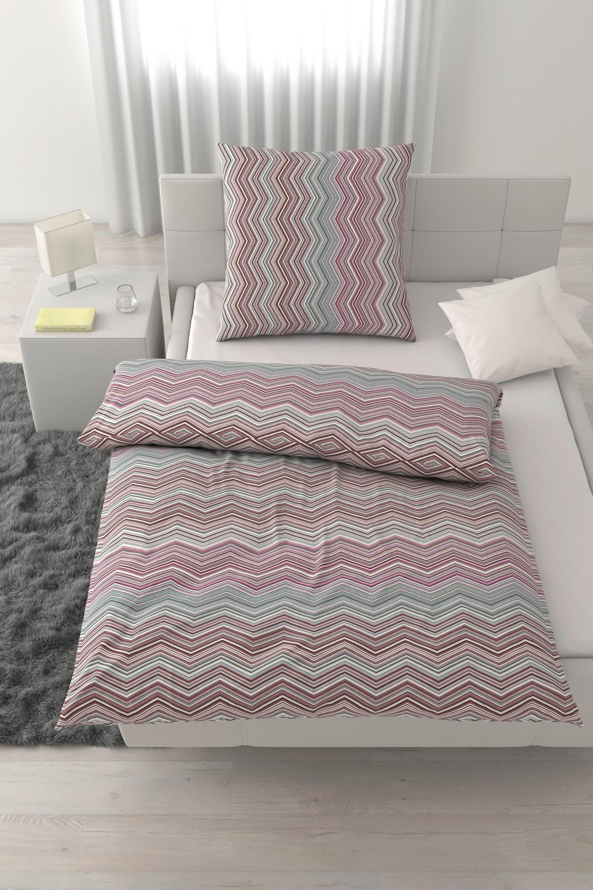 Bettwäsche ZickZack Mauve ca. 135x200cm - Mauve, KONVENTIONELL, Textil (135/200cm) - Mömax