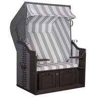 Strandkorb Ostsee Fehmarn Grau, Weiß ca.124x159x87cm - Weiß/Grau, Basics, Holz/Kunststoff (124/159/87cm) - Gardenson