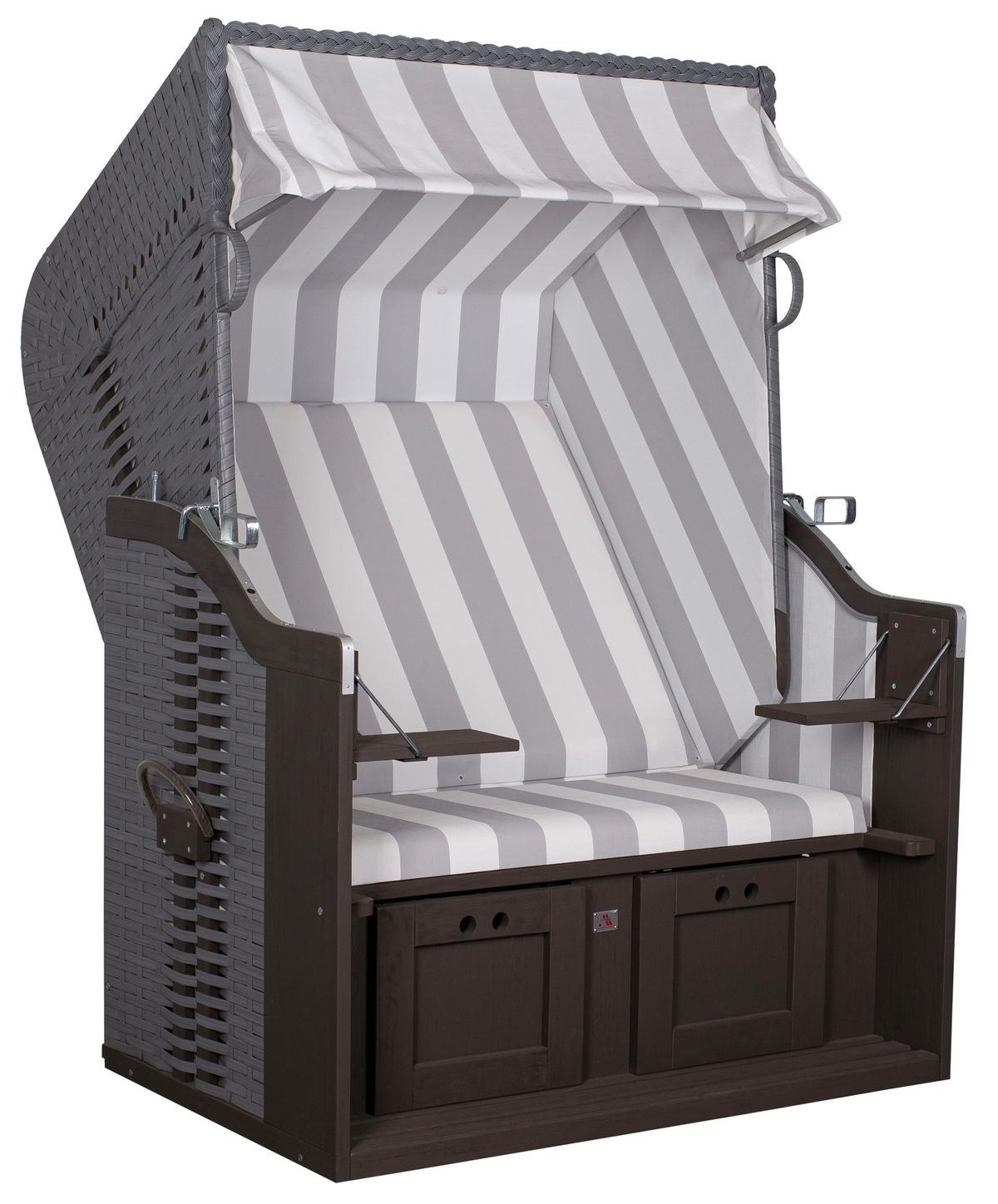 Strandkorb Ostsee Fehmarn Grau, Weiß ca.124x159x87cm - Weiß/Grau, Basics, Holz/Kunststoff (124/159/87cm) - Gardenson