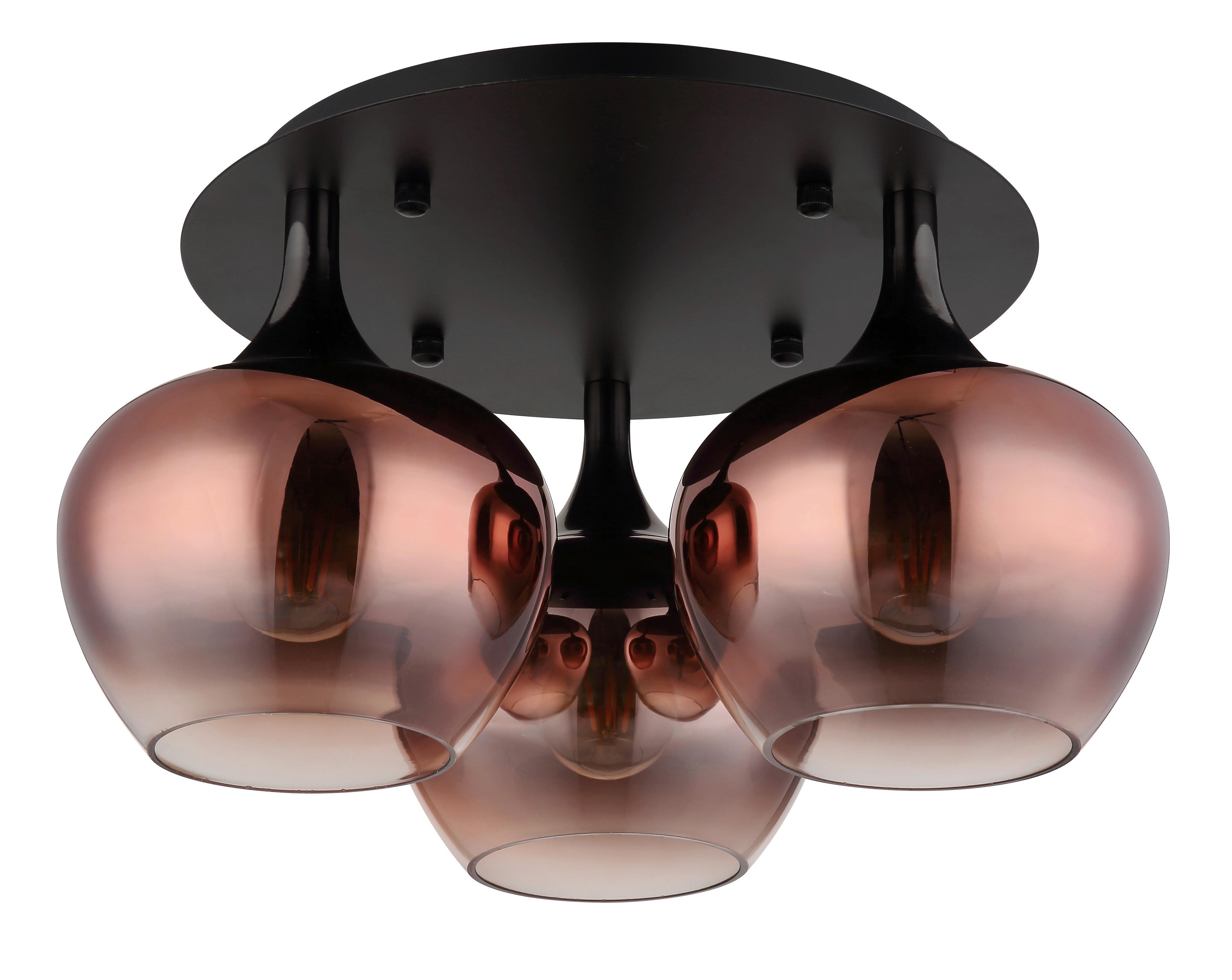 DECKENLEUCHTE 15548-3DG MAXY - Klar/Schwarzchrom, Basics, Glas/Metall (45/25,5cm) - Globo