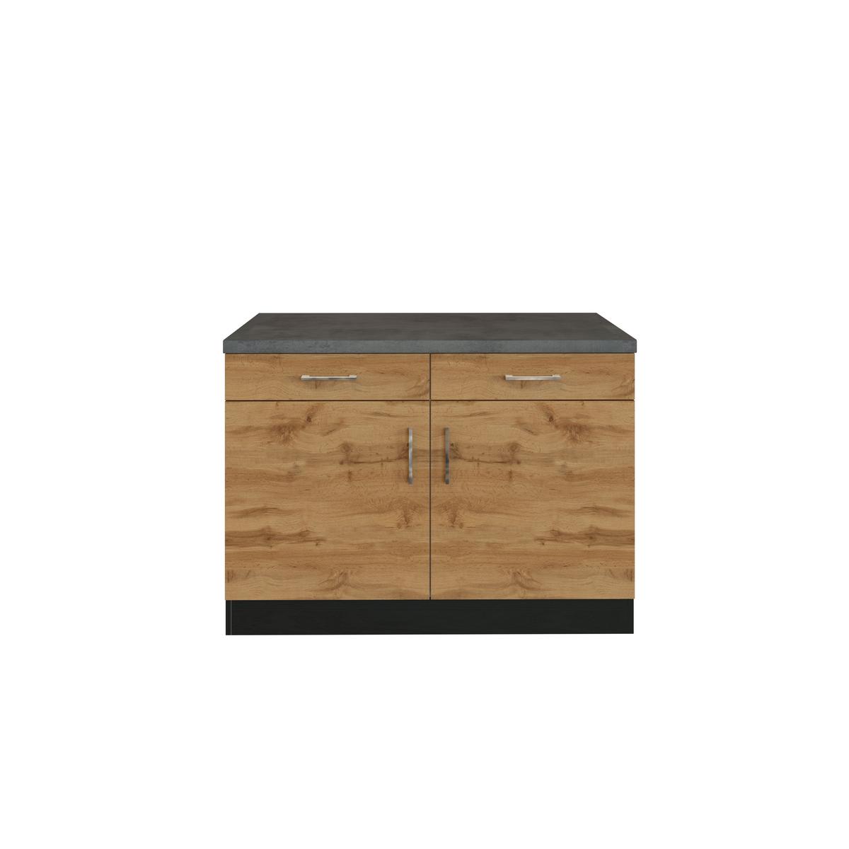 Held Küchenunterschrank ca. 100 cm Eiche/Anthrazit - Chromfarben/Eichefarben, MODERN, Holzwerkstoff/Metall (100/85/60cm) - Held