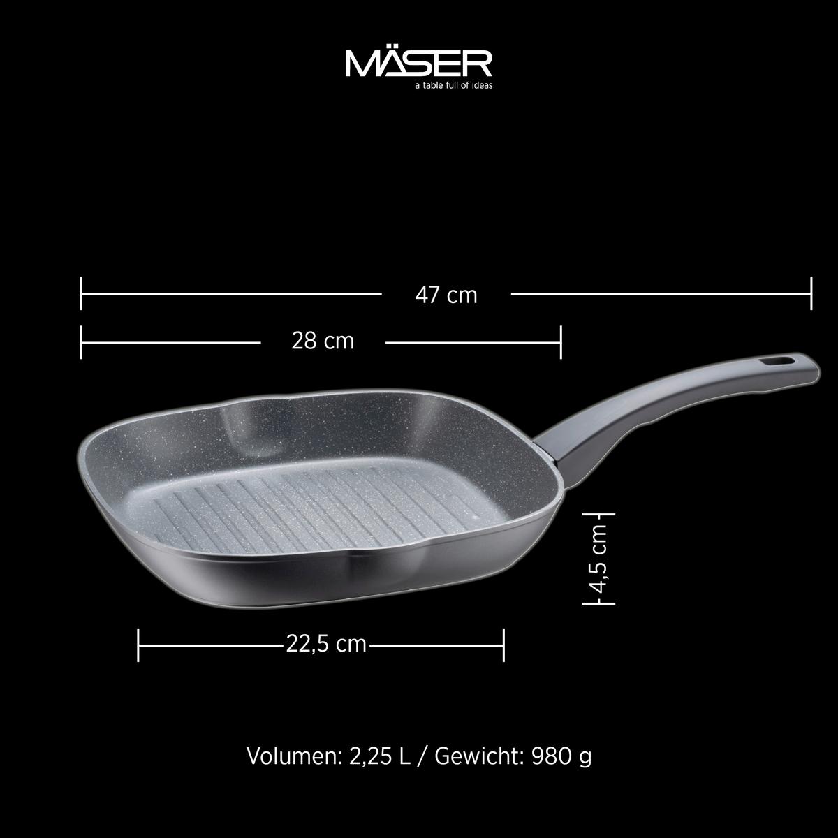 Grillpfanne 935639 - Schwarz, Basics, Metall (28/4,5/28cm) - Mäser