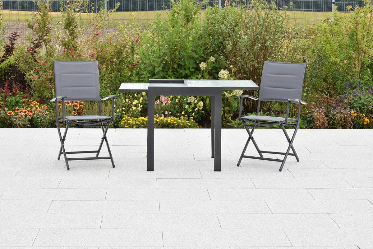 GARTENSET FLORENZ - Graphitfarben/Grau, MODERN, Textil/Metall - Gardenson