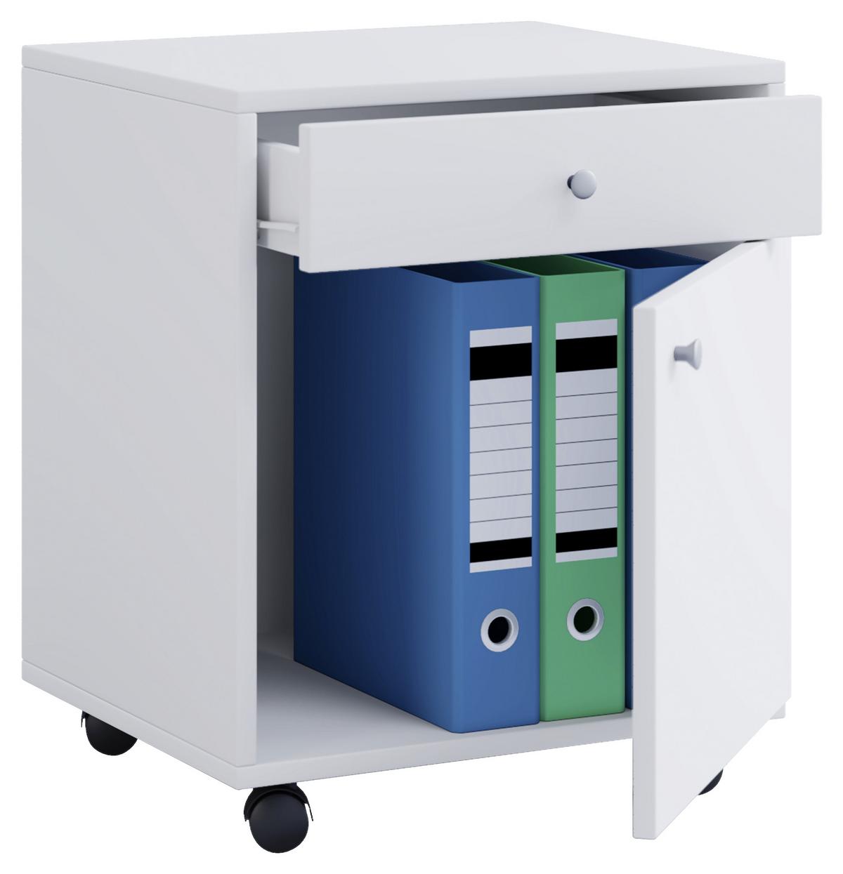 Predalnik Na Kolescih Masola, Bela - siva/bela, Design, umetna masa/leseni material (45/54/38cm) - MID.YOU