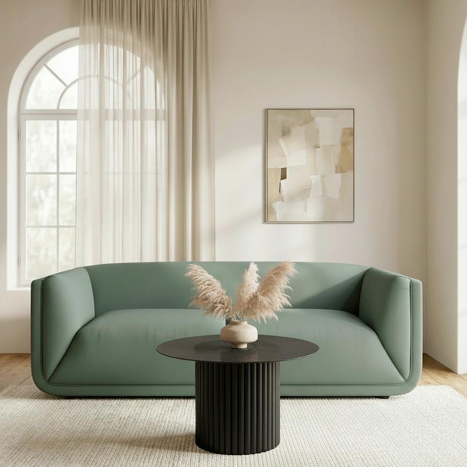 SOFFA HEVI - grön/svart, Modern, trä/textil (197/73/86cm) - Bessagi Home