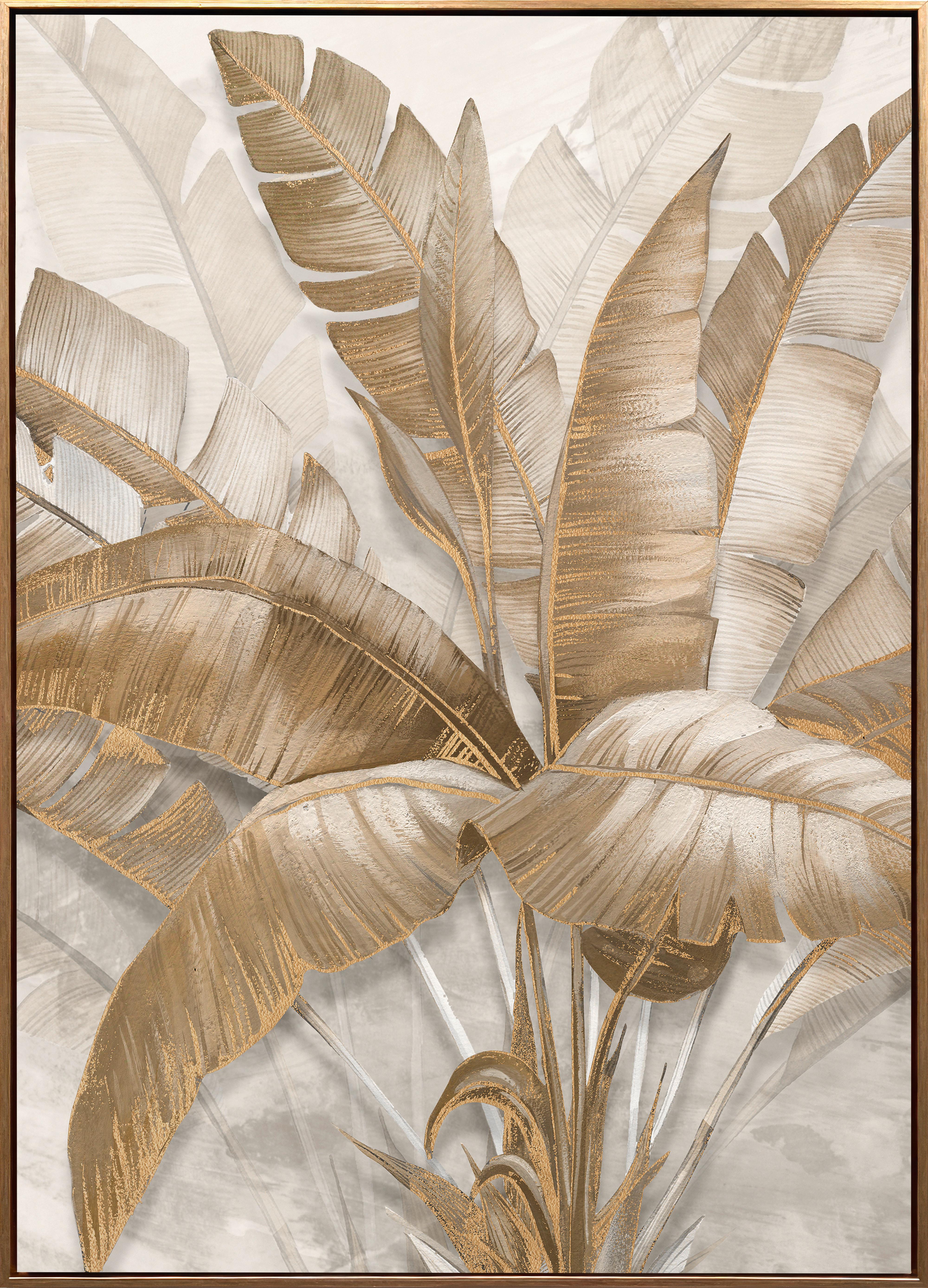 Slika 100x140cm Denise - zlatna, Moderno, drvo/tekstil (100/140cm) - Premium Living