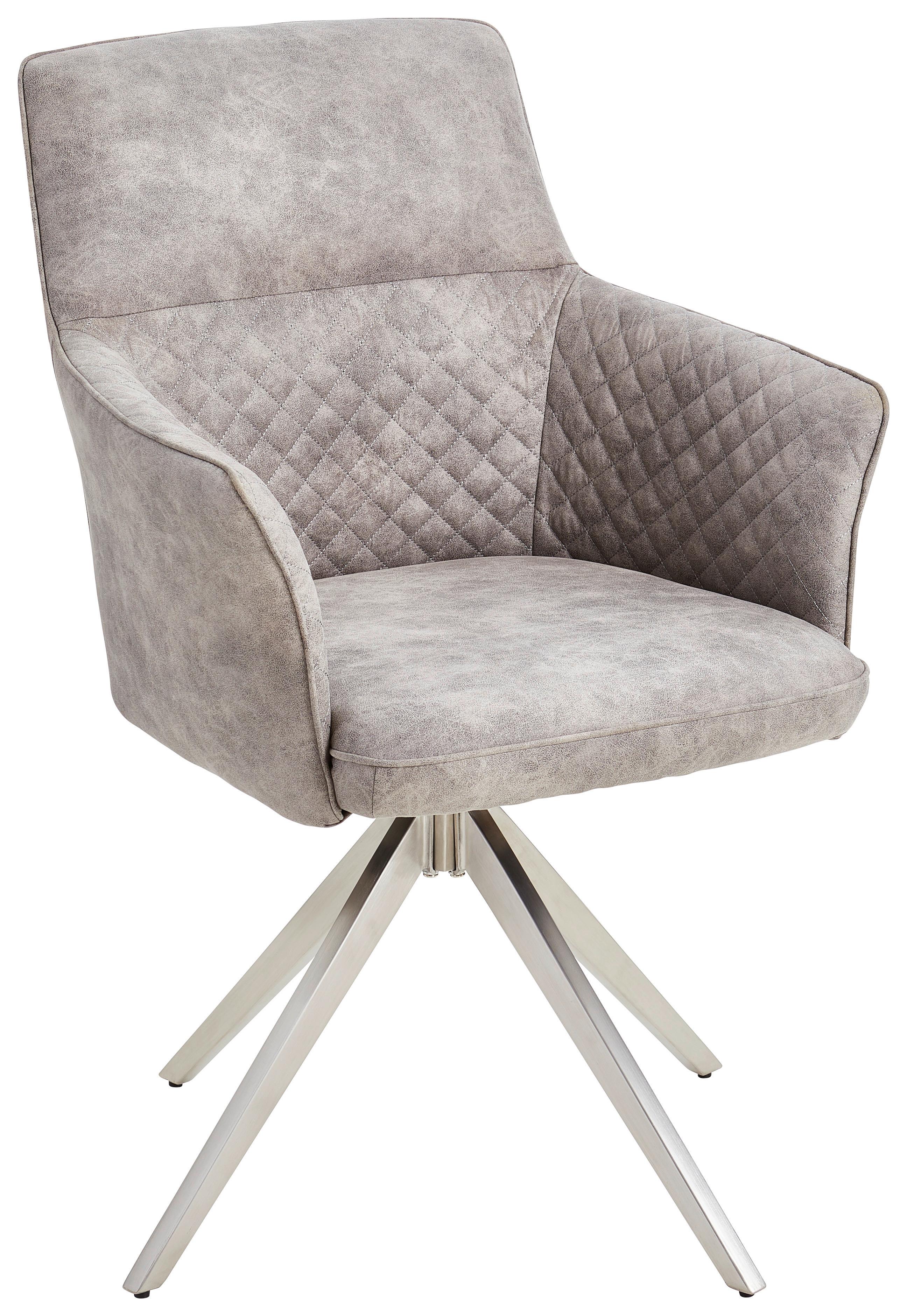 KRZESŁO Z PODŁOKIETNIKAMI KIM - kolor srebrny/kolor stalowy, Basics, metal/tkanina (62/90/63cm) - MID.YOU