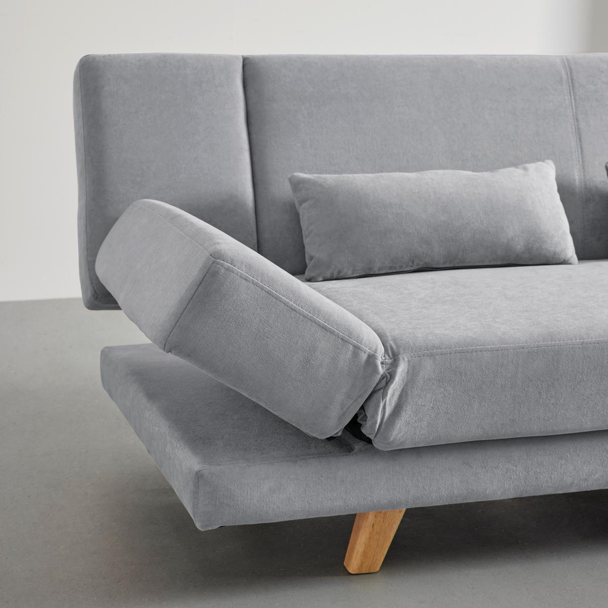 Schlafsofa Funky Hellgrau Webstoff - Hellgrau/Naturfarben, MODERN, Holz/Textil (183/73/79cm) - Bessagi Home