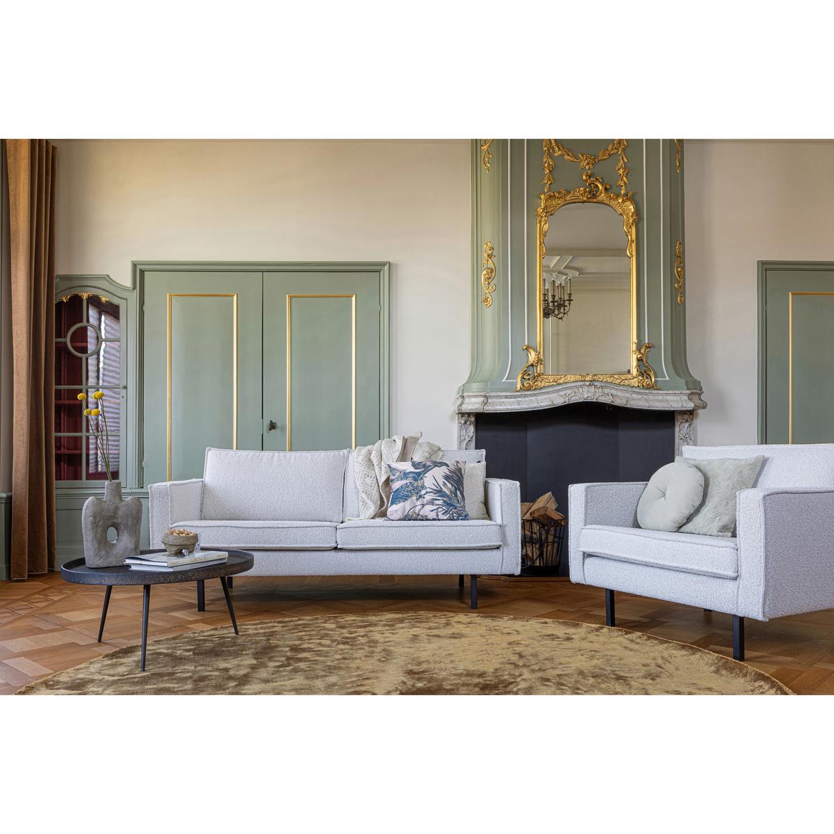 2,5- Sitzer Sofa Rodeo Naturfarben B: 190cm - Schwarz/Naturfarben, Design, Textil/Metall (190/85/86cm) - Livetastic