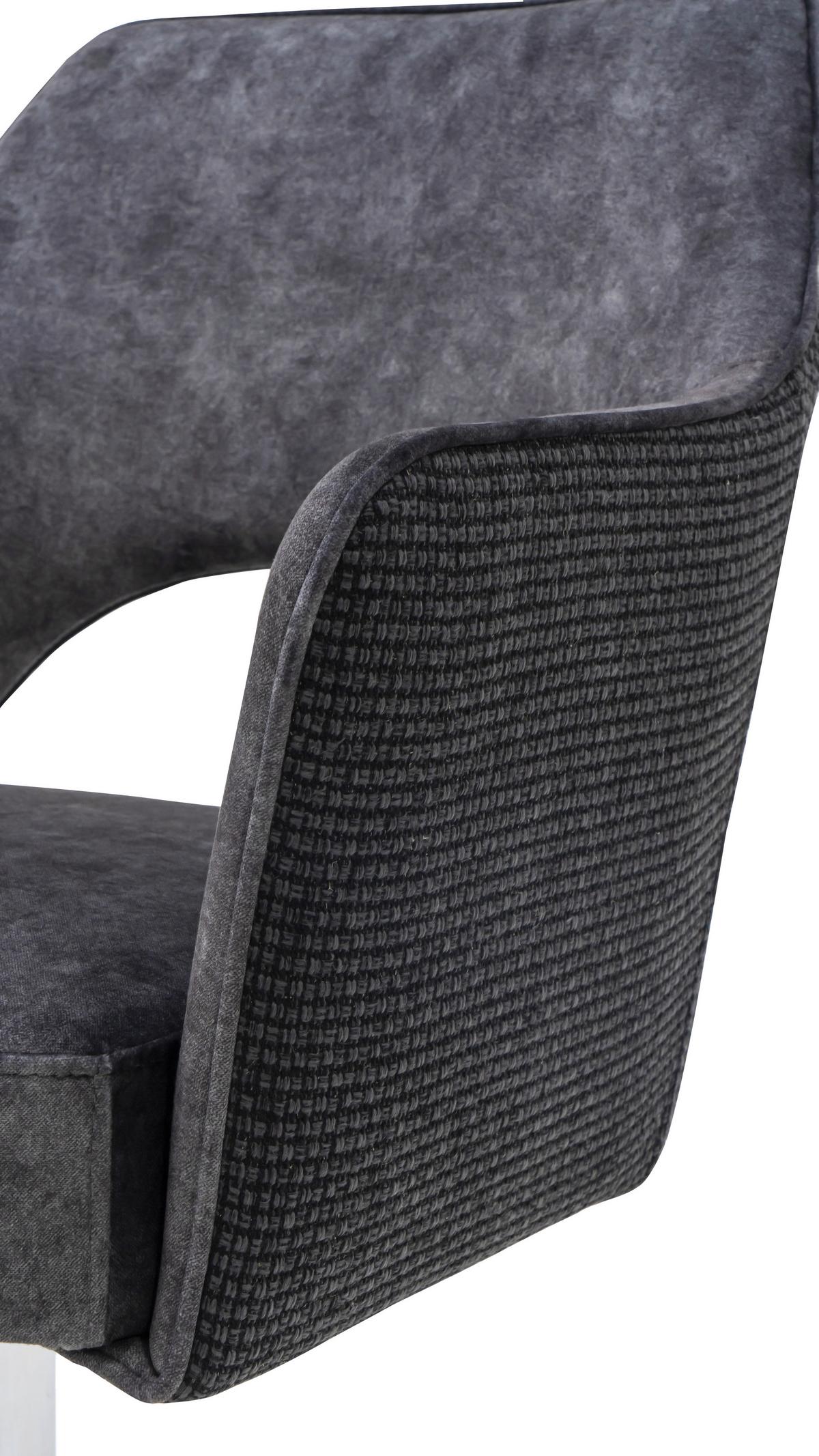 Karosszék Valletta - krómszínű/antracit, Konventionell, textil/fém (61/85/60cm) - Premium Living