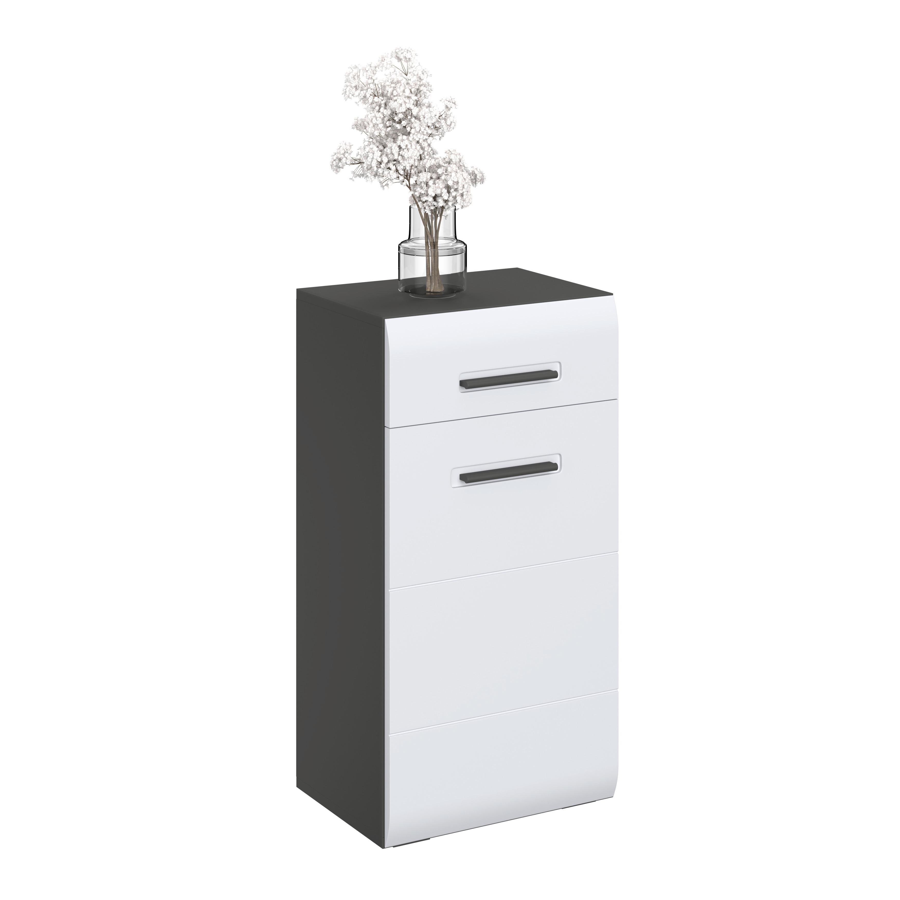 Spodnja Omarica Pearl New - bela/antracit, Konvencionalno, umetna masa/leseni material (40/77,4/29,6cm)