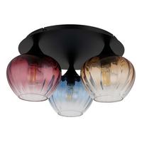 DECKENLEUCHTE 15748-3D SANDER - Klar/Schwarz, Basics, Glas/Textil (47/21,5cm) - Globo