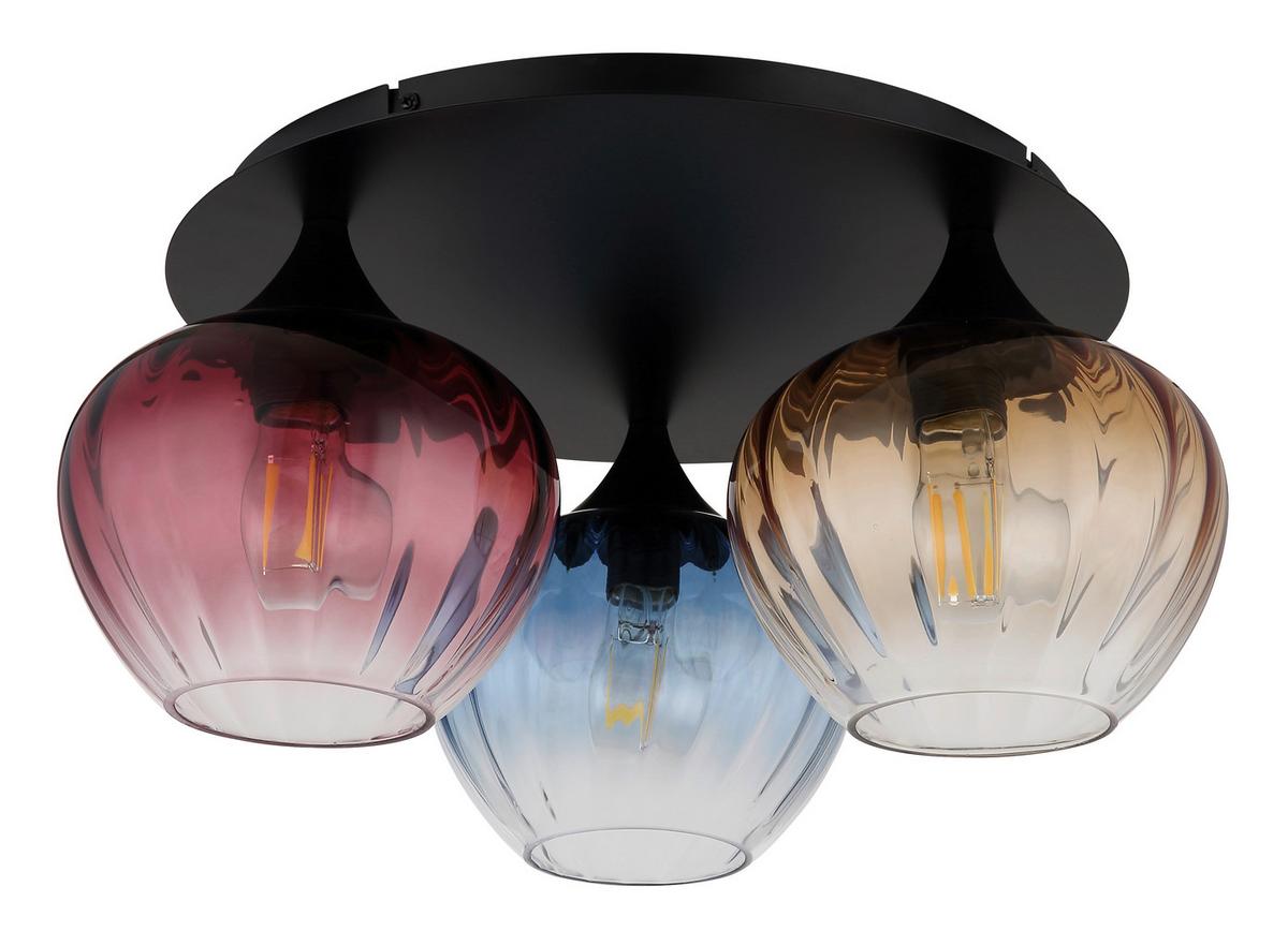 DECKENLEUCHTE 15748-3D SANDER - Klar/Schwarz, Basics, Glas/Textil (47/21,5cm) - Globo