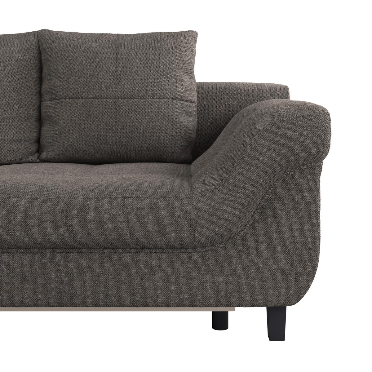 Kutna Garnitura Mendoza - sivo-smeđa/crna, Design, tekstil/drvo (197/309cm) - Modern Living