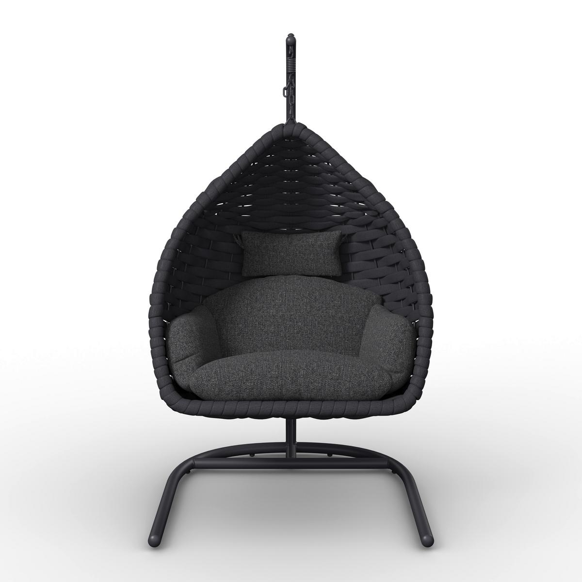 Hängesessel Sasa Dunkelgrau Outdoorstoff/Metall/Kunststoff - Dunkelgrau, MODERN, Kunststoff/Textil (115/200/118cm) - Bessagi Garden