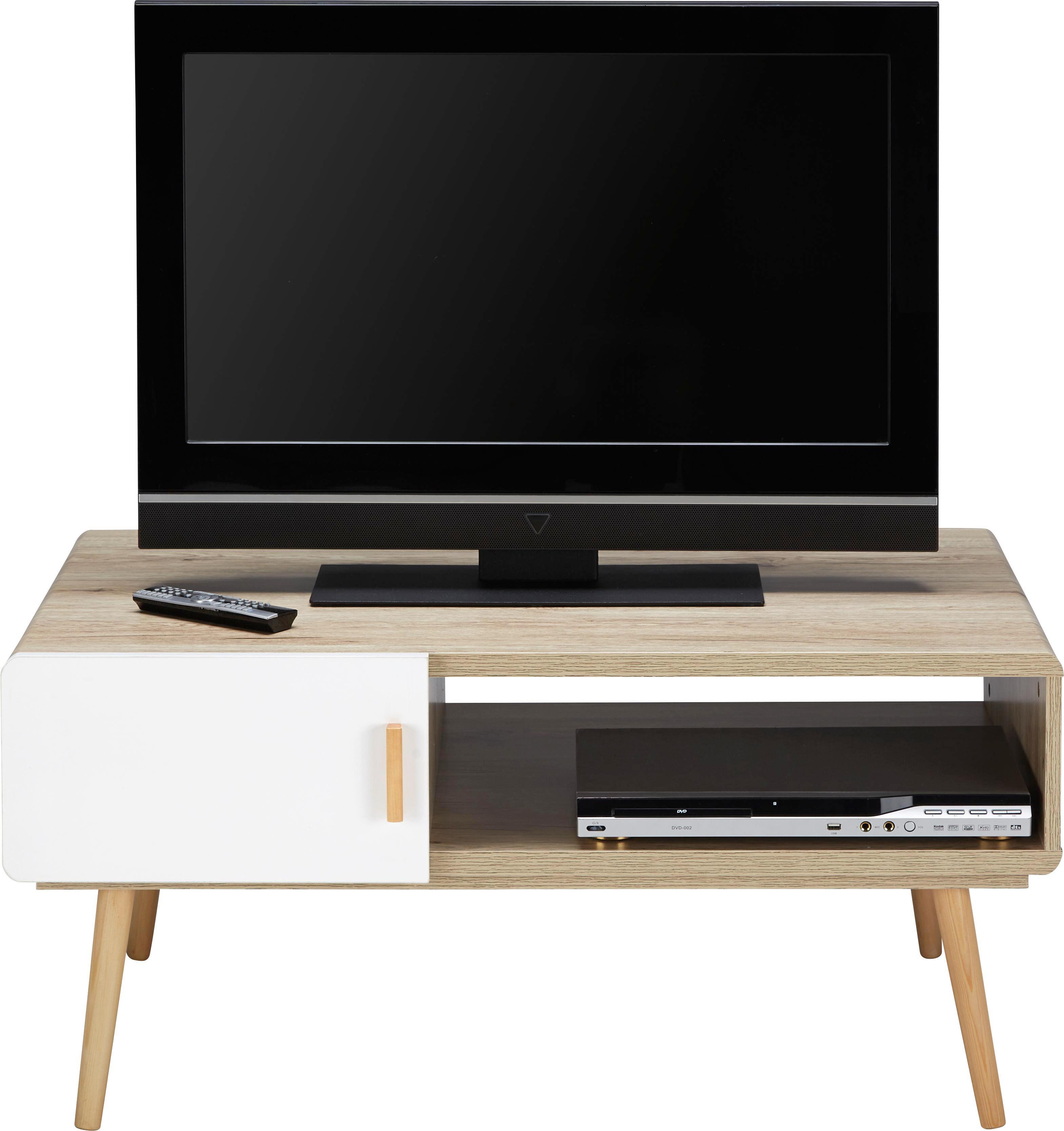 TV-Element in Eichefarben/Weiß 'Claire' - Eichefarben/Weiß, MODERN, Holz (100/46,6/59cm) - Bessagi Home