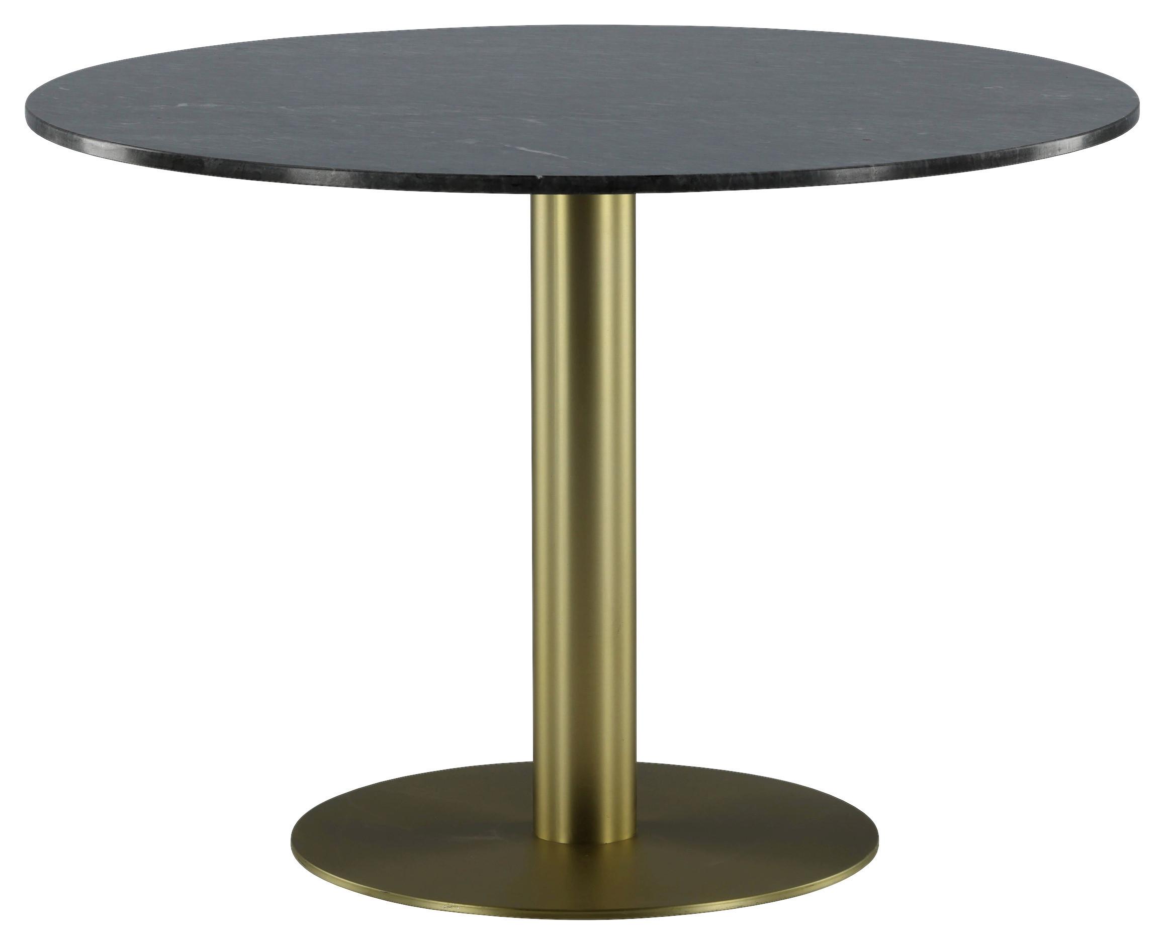 ESSTISCH ESTELLE - Dunkelgrau/Goldfarben, Design, Stein/Metall (106/106/75cm) - Livetastic