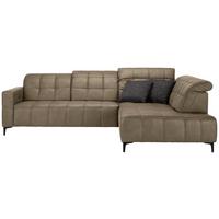 Ecksofa Panama rechts Taupe - Taupe/Schwarz, KONVENTIONELL, Textil/Metall (304/89-102/216cm) - Premium Living