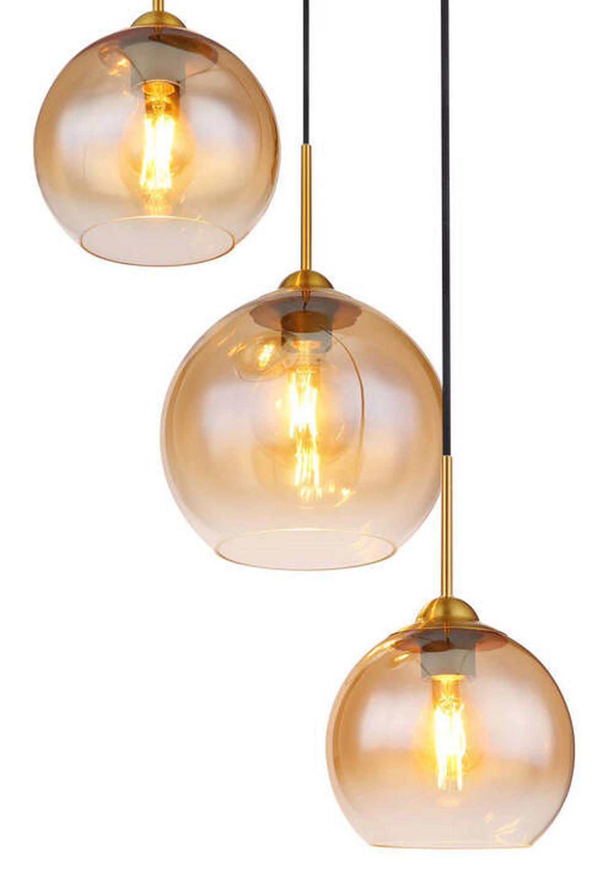 Hängeleuchte Jamessa Messingfarben max. 60Watt - Messingfarben, Design, Glas/Metall (43/150cm) - Globo