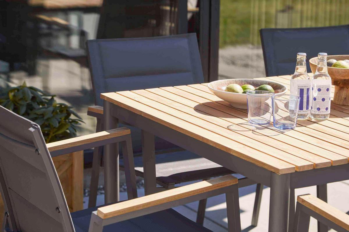 Gartentisch Mood Teakholz/Anthrazit - Anthrazit/Teakfarben, KONVENTIONELL, Holz/Metall (167,5/100/74cm) - Gardenson