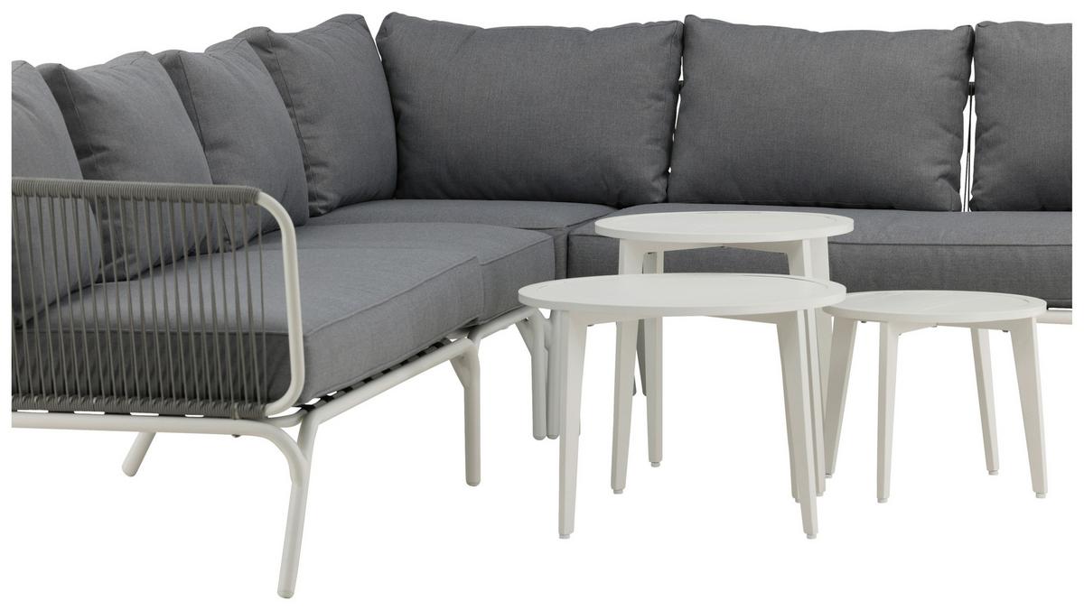 Dining-Loungeset Roxo ca. 283x221 cm Grau/Weiß - Weiß/Grau, KONVENTIONELL, Textil/Metall - Gardenson