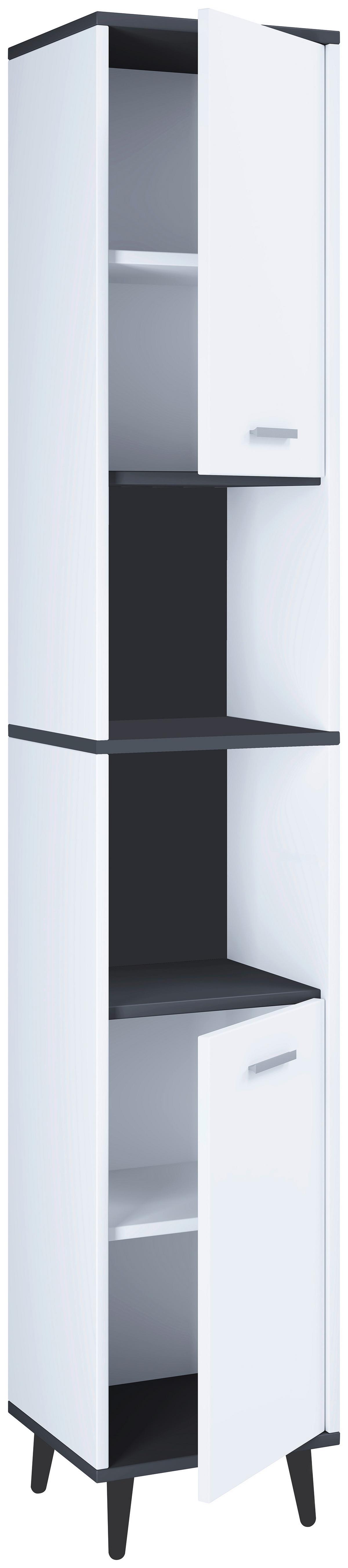 Hochschrank Landos ca. 32x181 cm Weiß - Anthrazit/Silberfarben, MODERN, Holzwerkstoff/Kunststoff (32/181/28cm) - MID.YOU