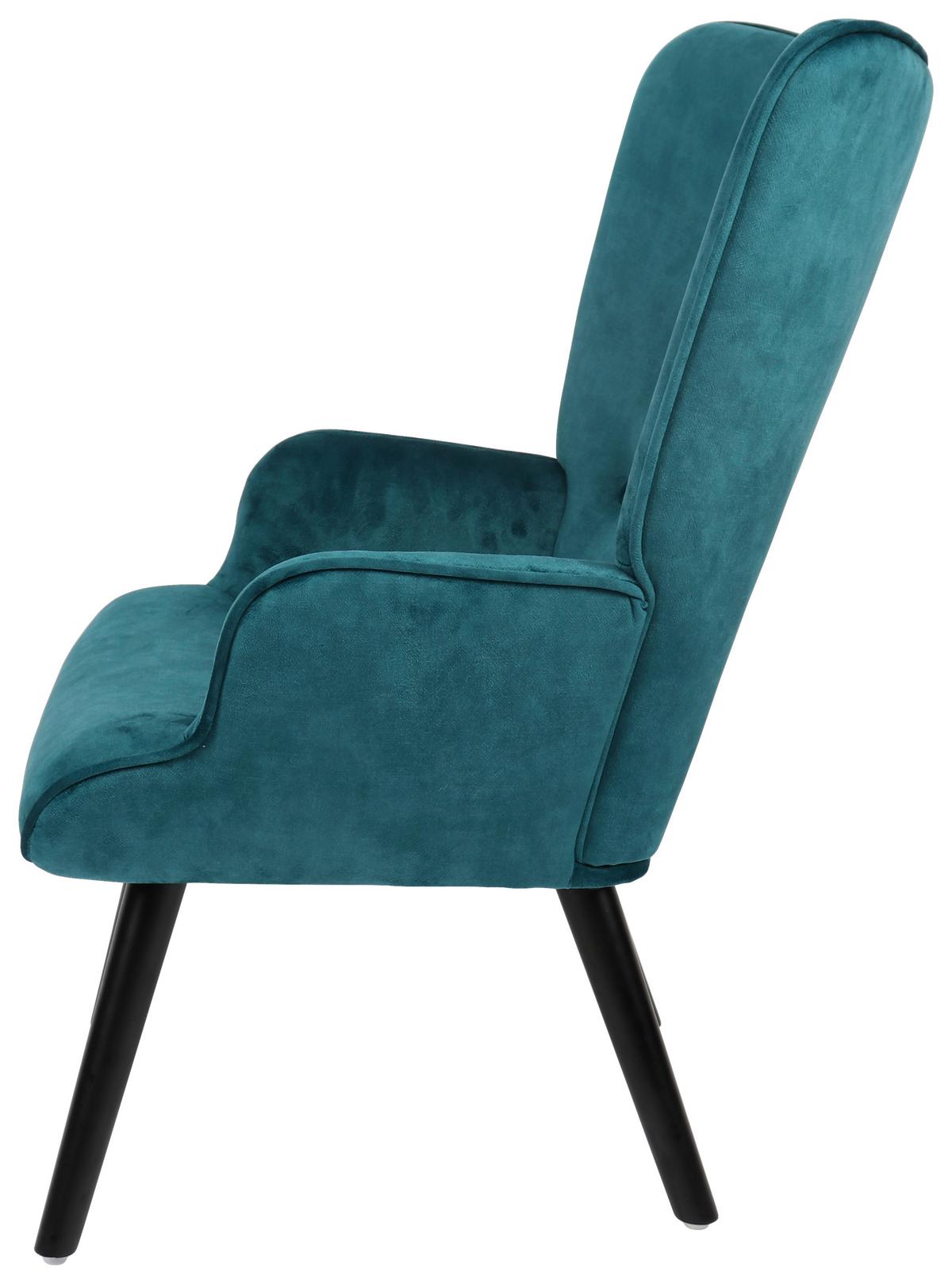 Fotelj Luke, Turkizna, Pravi Les - turkizna/črna, Moderno, kovina/tekstil (68/96/74cm)