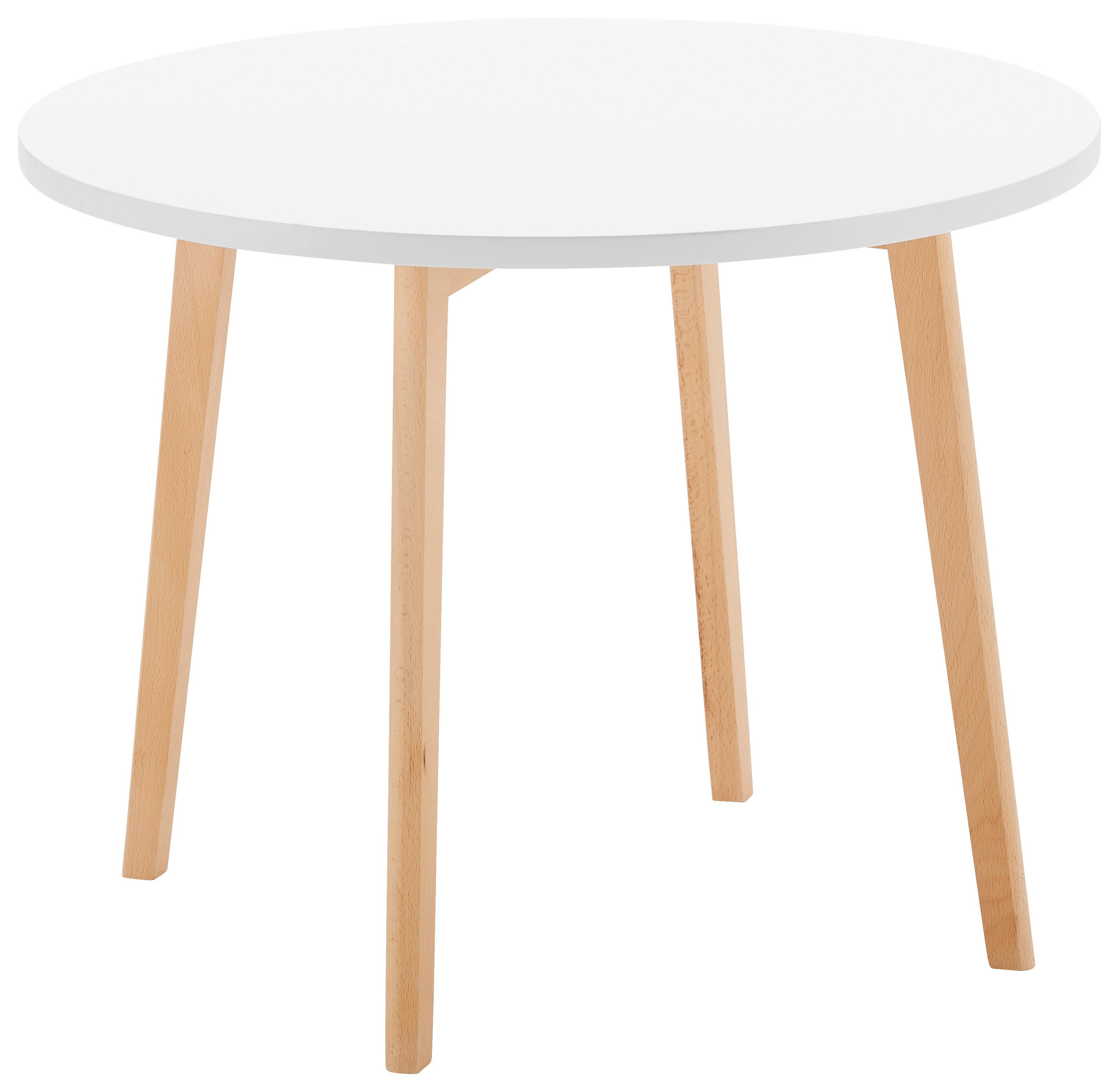Kindertisch Holz, "Tibby", Ø ca. 60 cm, Buche, teilmassiv - Buchefarben/Weiß, MODERN, Holz (60/47cm) - Bessagi Kids
