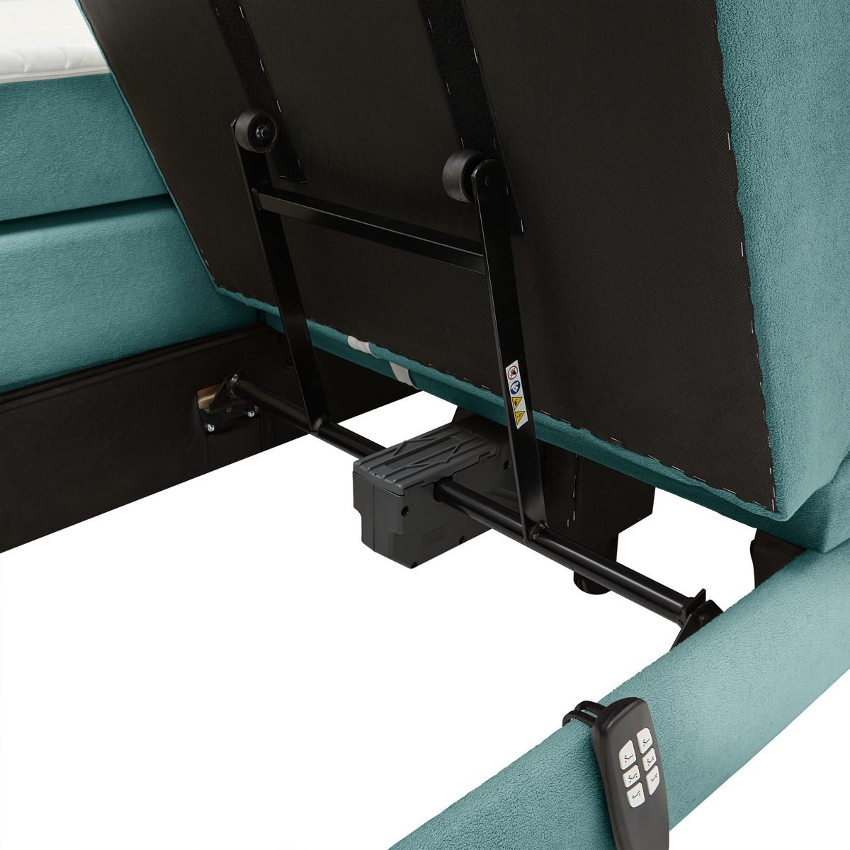 Boxspringbett Dixon Türkis ca. 180x200cm - Türkis/Schwarz, Konventionell, Holz/Holzwerkstoff (180/200cm) - Premium Living