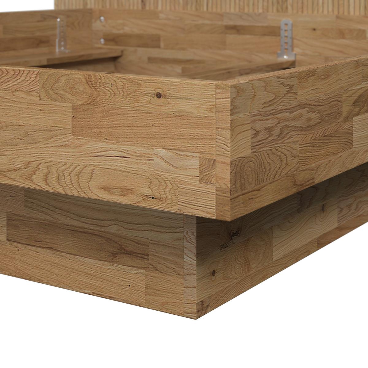 Bett Duna ca. 180x200 cm Eiche Echtholz - Eichefarben, MODERN, Holz (180/200cm) - Bessagi Home