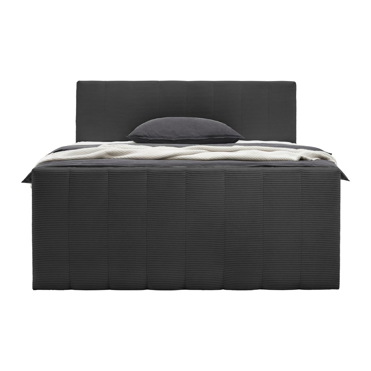 Boxspringbett Malaga Schwarz ca. 180x200cm - Silberfarben/Schwarz, KONVENTIONELL, Holzwerkstoff/Kunststoff (180/200cm) - Premium Living